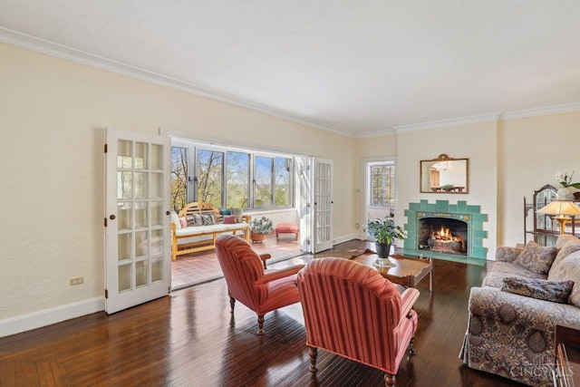 3725 Dogwood Ln, Columbia Twp, OH 45213 - living area with a fireplace, ornamental molding, and wood finished floors