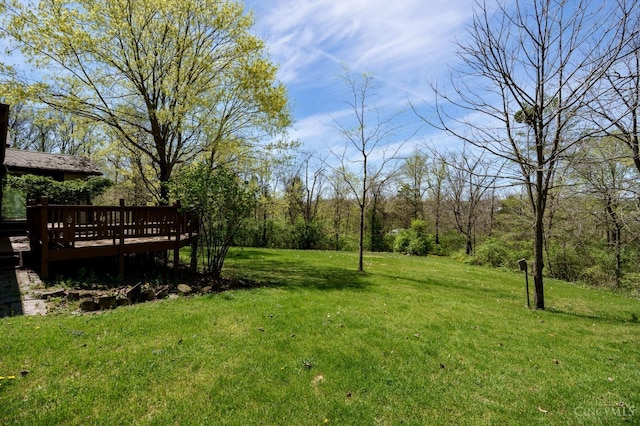 6139 N State Route 48, Clearcreek Twp, OH 45036 - view of grassy yard with a wooden deck