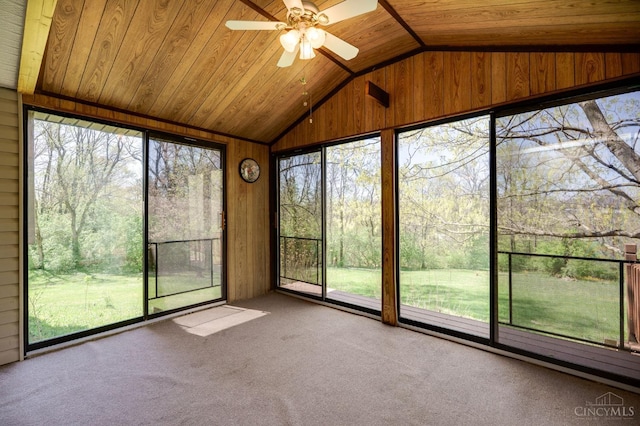 6139 N State Route 48, Clearcreek Twp, OH 45036 - unfurnished sunroom with lofted ceiling and ceiling fan