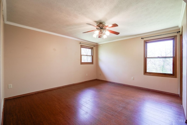 6139 N State Route 48, Clearcreek Twp, OH 45036 - unfurnished room with ceiling fan, hardwood / wood-style flooring, baseboards, a textured ceiling, and crown molding