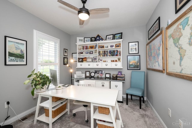 5038 Maiden Way, Liberty Twp, OH 45011 - carpeted home office with a ceiling fan and baseboards