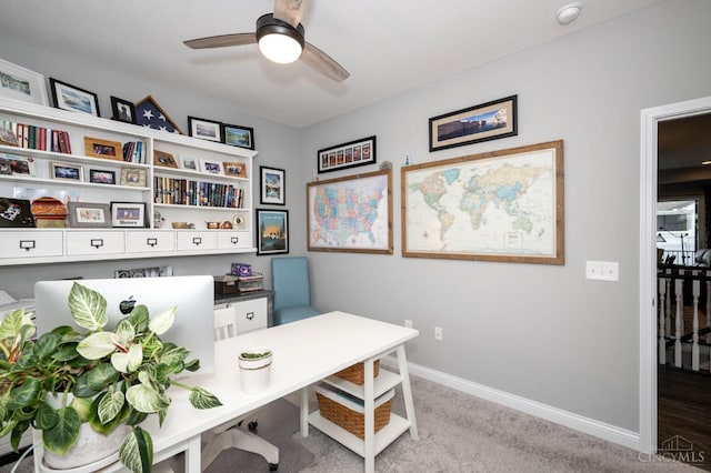 5038 Maiden Way, Liberty Twp, OH 45011 - office area with ceiling fan, baseboards, and carpet