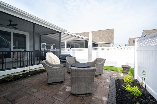 5038 Maiden Way, Liberty Twp, OH 45011 - view of patio / terrace featuring fence and ceiling fan