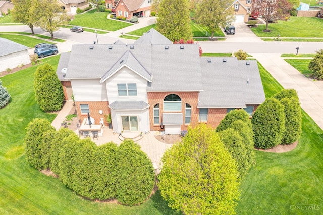 drone / aerial view with a residential view