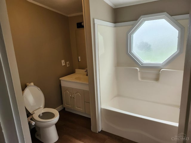 107 Elm St, Georgetown, OH 45121 - full bath with vanity, crown molding, wood finished floors, and bathtub / shower combination
