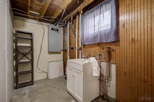 5172 Sheits Rd, Colerain Twp, OH 45251 - basement featuring wooden walls and a sink