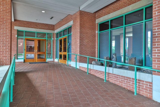 view of patio featuring french doors