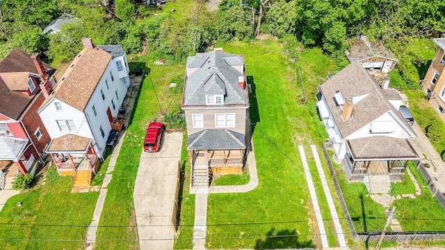 aerial view with a residential view