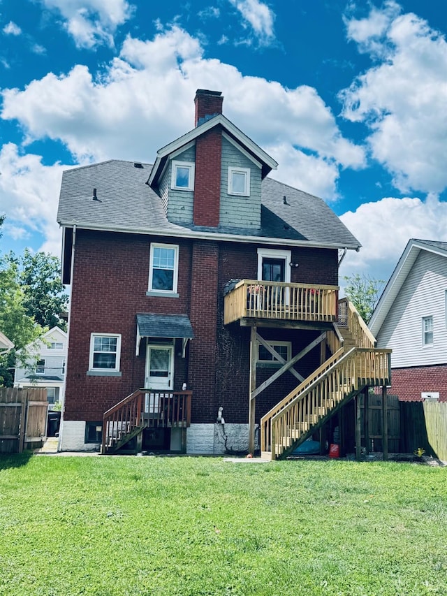 2848 Markbreit Ave, Cincinnati, OH 45209 - back of property featuring stairway, a chimney, and a deck