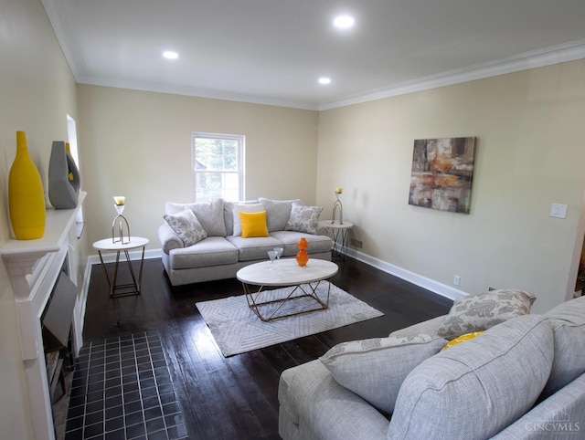 1103 Towanda Ter, Cincinnati, OH 45216 - living room with crown molding, recessed lighting, baseboards, and wood finished floors