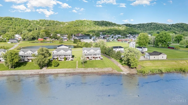 drone / aerial view of a nearby body of water