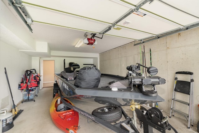 garage with a garage door opener