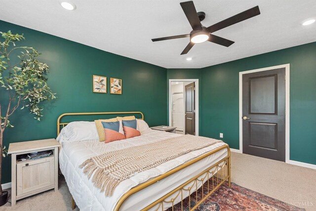 1750 Parkfield Way, Goshen Twp, OH 45122 - bedroom with carpet, baseboards, recessed lighting, and ceiling fan