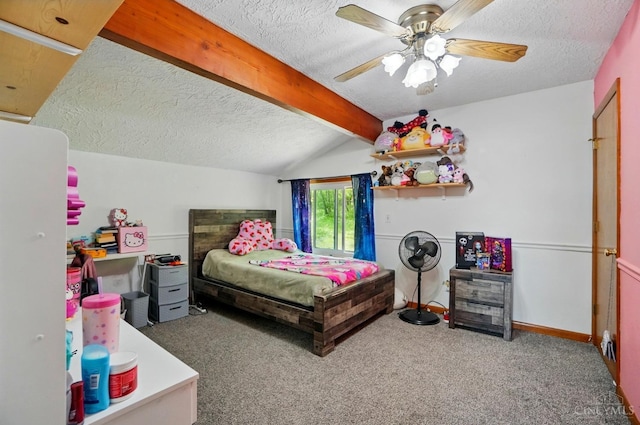 11675 New Biddinger Rd, Harrison Twp, OH 45030 - bedroom featuring a textured ceiling, carpet, and a ceiling fan