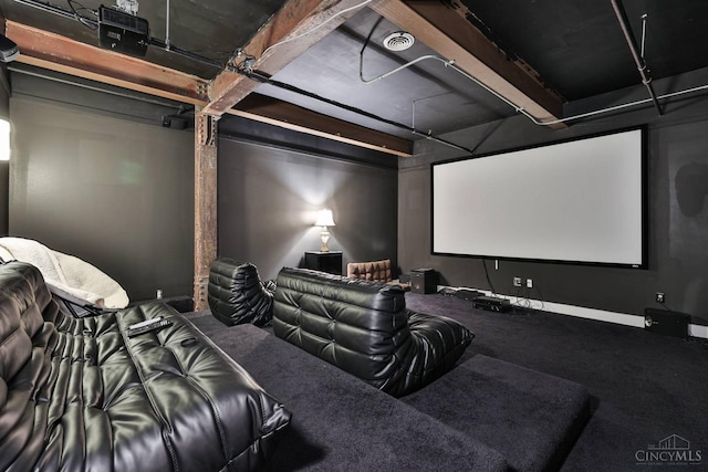 view of carpeted home theater room