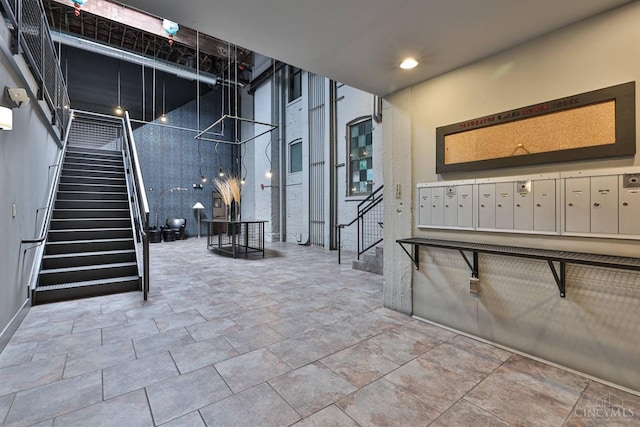 building lobby with stairway