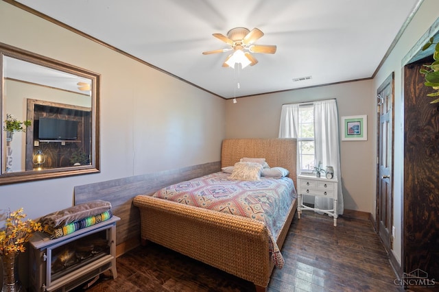 6241 Marathon Edenton Rd, Wayne Twp, OH 45107 - bedroom featuring ornamental molding, wood finished floors, and ceiling fan