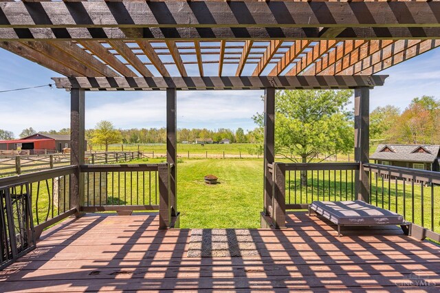 6241 Marathon Edenton Rd, Wayne Twp, OH 45107 - wooden terrace with a pergola and a fenced backyard