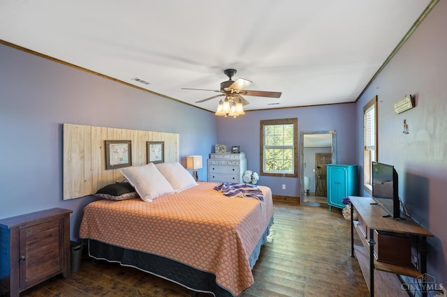 6241 Marathon Edenton Rd, Wayne Twp, OH 45107 - bedroom featuring wood finished floors, crown molding, and ceiling fan