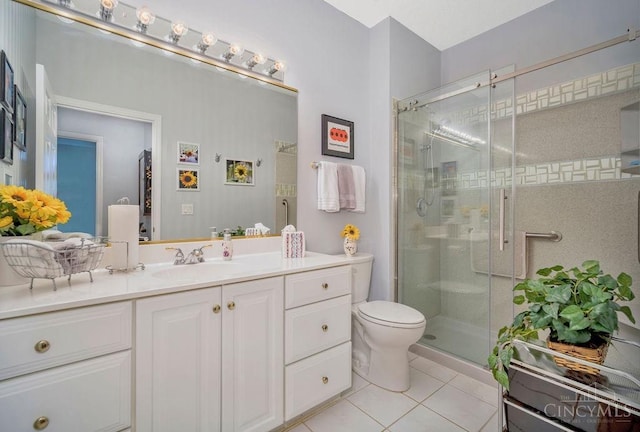 1668 Nichole Ct, Hamilton, OH 45013 - bathroom with a shower stall, tile patterned floors, vanity, and toilet