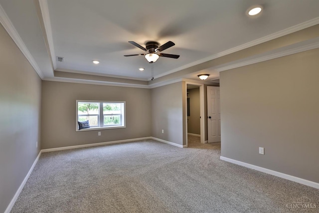 640 Frye Rd, Clay Twp, OH 45171 - spare room featuring carpet, a ceiling fan, baseboards, ornamental molding, and recessed lighting