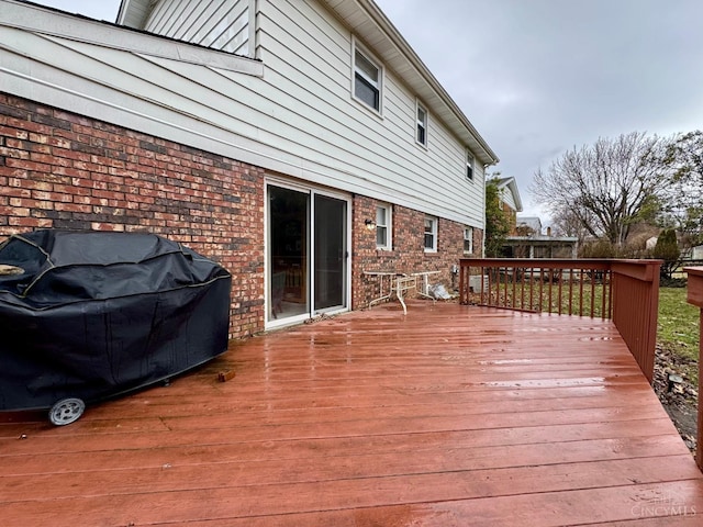 deck with a grill