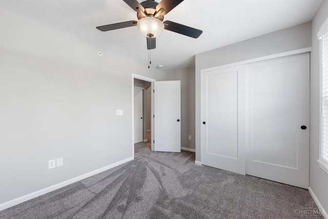 5880 Parkview Ln Unit 303, Miami Twp, OH 45150 - unfurnished bedroom featuring carpet, baseboards, a closet, and ceiling fan