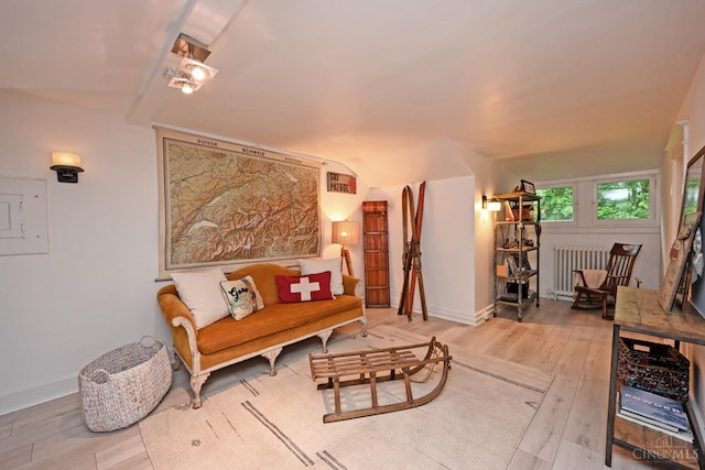 1 Beech Crest Ln, Cincinnati, OH 45206 - living room featuring radiator heating unit, wood-type flooring, and baseboards