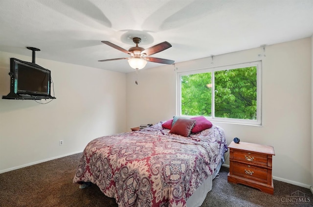 6289 Chablis Dr, Liberty Twp, OH 45011 - bedroom featuring dark carpet, baseboards, and a ceiling fan
