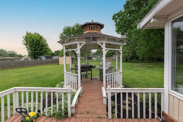 8588 Twincreek Dr, Franklin Twp, OH 45005 - wooden terrace with a gazebo, a storage shed, area for grilling, and an outdoor structure