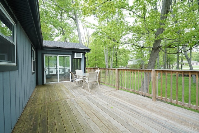 1260 Pine Forest Dr, Pierce Twp, OH 45102 - wooden deck featuring outdoor dining area and a wall mounted AC