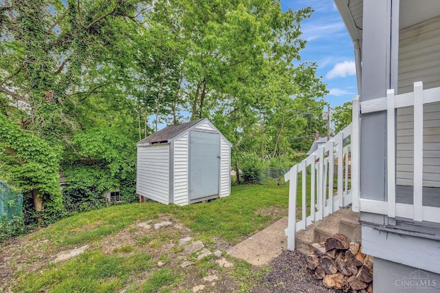 4604 Simpson Ave, Cincinnati, OH 45227 - view of green lawn featuring a storage unit and an outbuilding