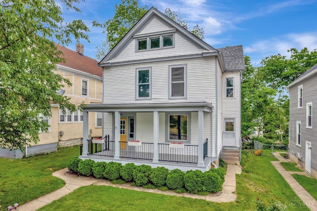 4604 Simpson Ave, Cincinnati, OH 45227 - victorian house featuring a porch, a front lawn, and a shingled roof