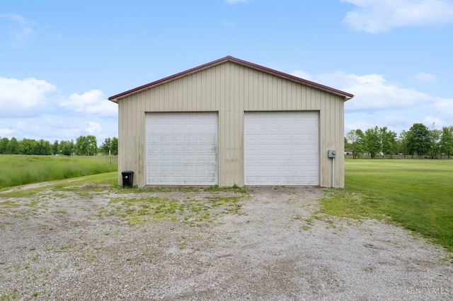 view of detached garage