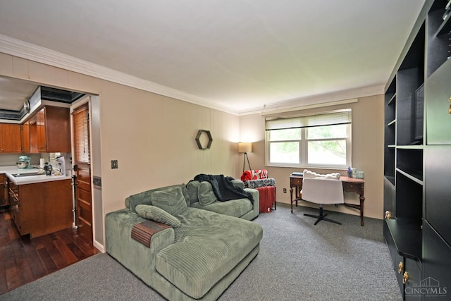 5638 Victoryview Ln, Delhi Twp, OH 45233 - living area featuring crown molding and a desk
