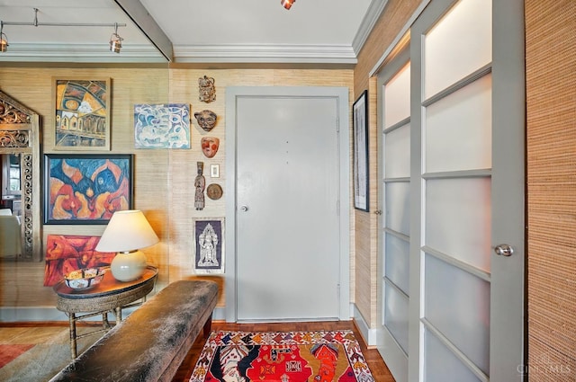 1617 E Mcmillan St Unit 605, Cincinnati, OH 45206 - entryway featuring ornamental molding and wood finished floors