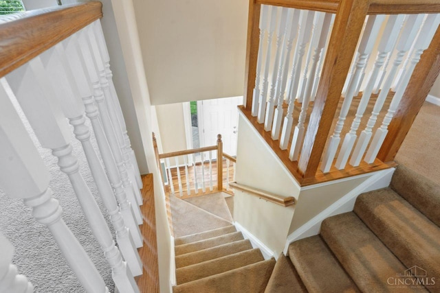 5 Artesian Ct, Springboro, OH 45066 - stairway featuring carpet and baseboards
