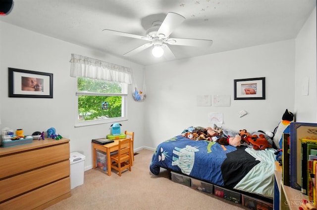 12056 Hazelhurst Ln, Springfield Twp, OH 45240 - bedroom featuring light carpet, a ceiling fan, and baseboards