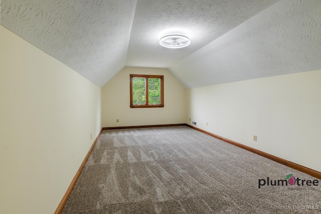 378 Natalie Ln, Turtle Creek Twp, OH 45036 - additional living space with baseboards, vaulted ceiling, carpet, and a textured ceiling