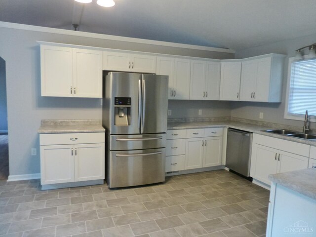 7274 Frey Rd, Goshen Twp, OH 45122 - kitchen featuring appliances with stainless steel finishes, white cabinets, and light countertops