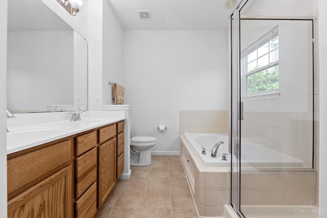 164 Shanda Dr, Monroe, OH 45040 - full bath featuring a shower stall, a garden tub, double vanity, baseboards, and toilet
