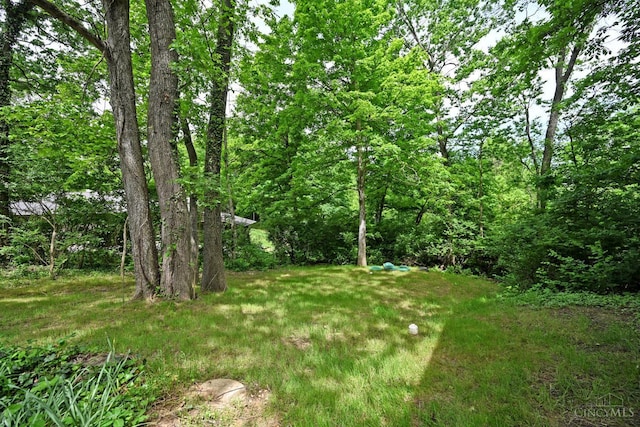 667 N Meadowcrest Cir, Springfield Twp, OH 45231 - view of yard with a forest view