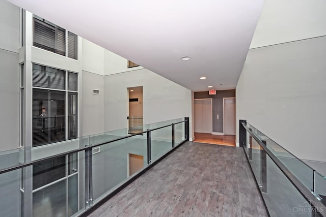 15 W Fourth St Unit 413, Cincinnati, OH 45202 - hallway with wood finished floors and recessed lighting