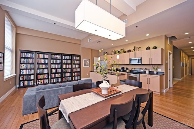 15 W Fourth St Unit 413, Cincinnati, OH 45202 - dining area featuring light wood-style floors, baseboards, plenty of natural light, and recessed lighting