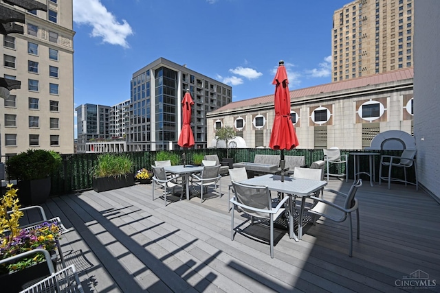 15 W Fourth St Unit 413, Cincinnati, OH 45202 - wooden terrace featuring outdoor dining area