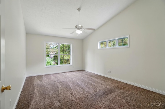 7785 Dew Drop Cir, Hamilton Twp, OH 45039 - carpeted spare room featuring ceiling fan, baseboards, plenty of natural light, and lofted ceiling