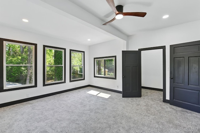 752 S Fred Shuttlesworth Cir, Cincinnati, OH 45229 - unfurnished bedroom featuring carpet, multiple windows, recessed lighting, baseboards, and ceiling fan