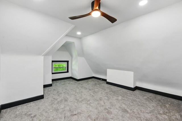 752 S Fred Shuttlesworth Cir, Cincinnati, OH 45229 - bonus room with carpet flooring, recessed lighting, baseboards, vaulted ceiling, and a ceiling fan