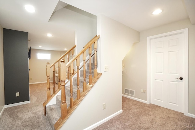 5509 Windmere Dr, Green Twp, OH 45248 - stairs with carpet, recessed lighting, and baseboards