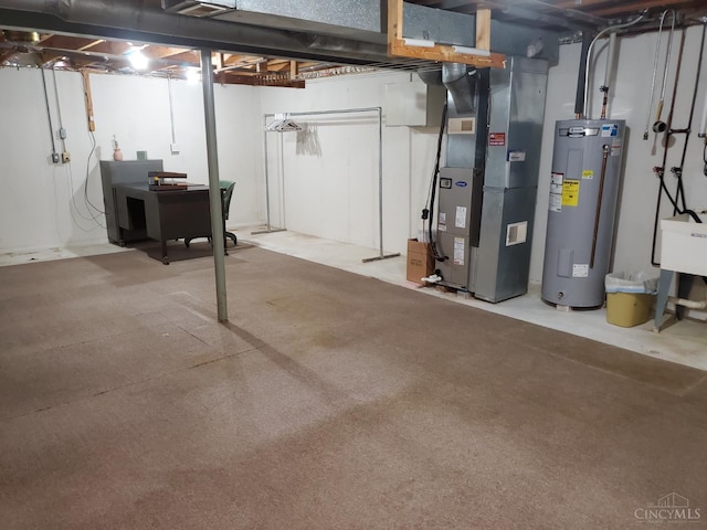 9521 Haddington Ct, Colerain Twp, OH 45251 - unfinished basement with electric water heater and heating unit